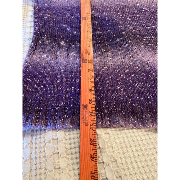 Coldwater Creek Purple Sweater Sz Large 25% Wool V Neck Variegated Fuzzy Striped - Picture 10 of 12